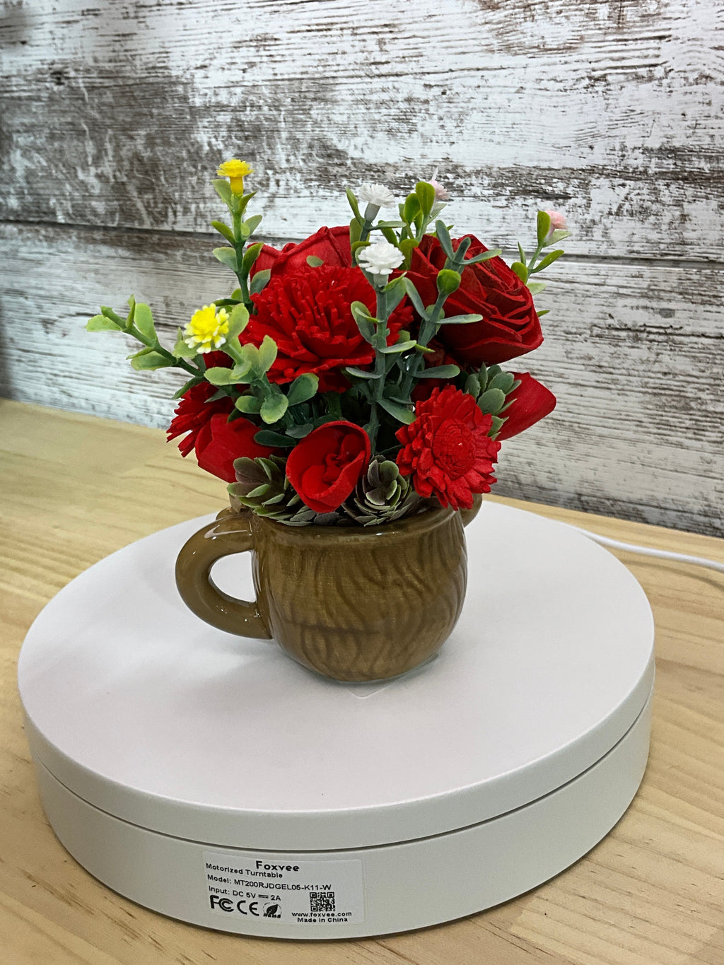 Highland Sweetheart | Red Sola Wood Flower Arrangement