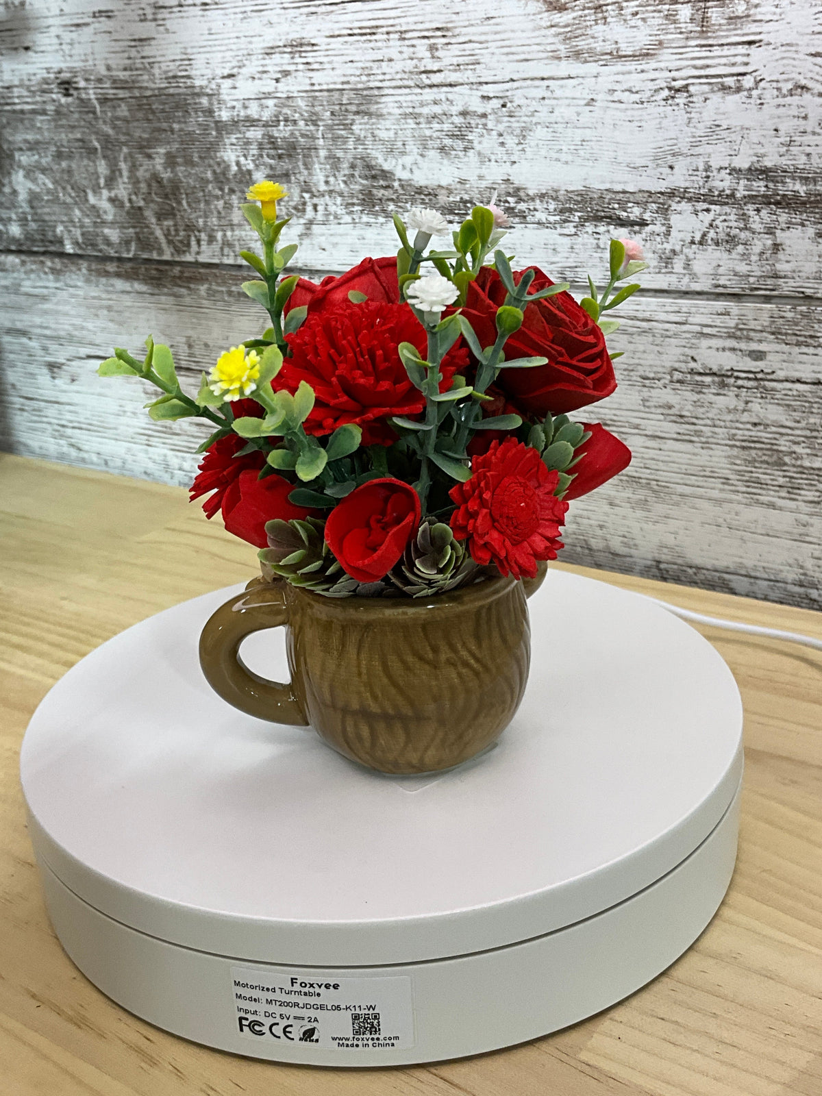 Highland Sweetheart | Red Sola Wood Flower Arrangement