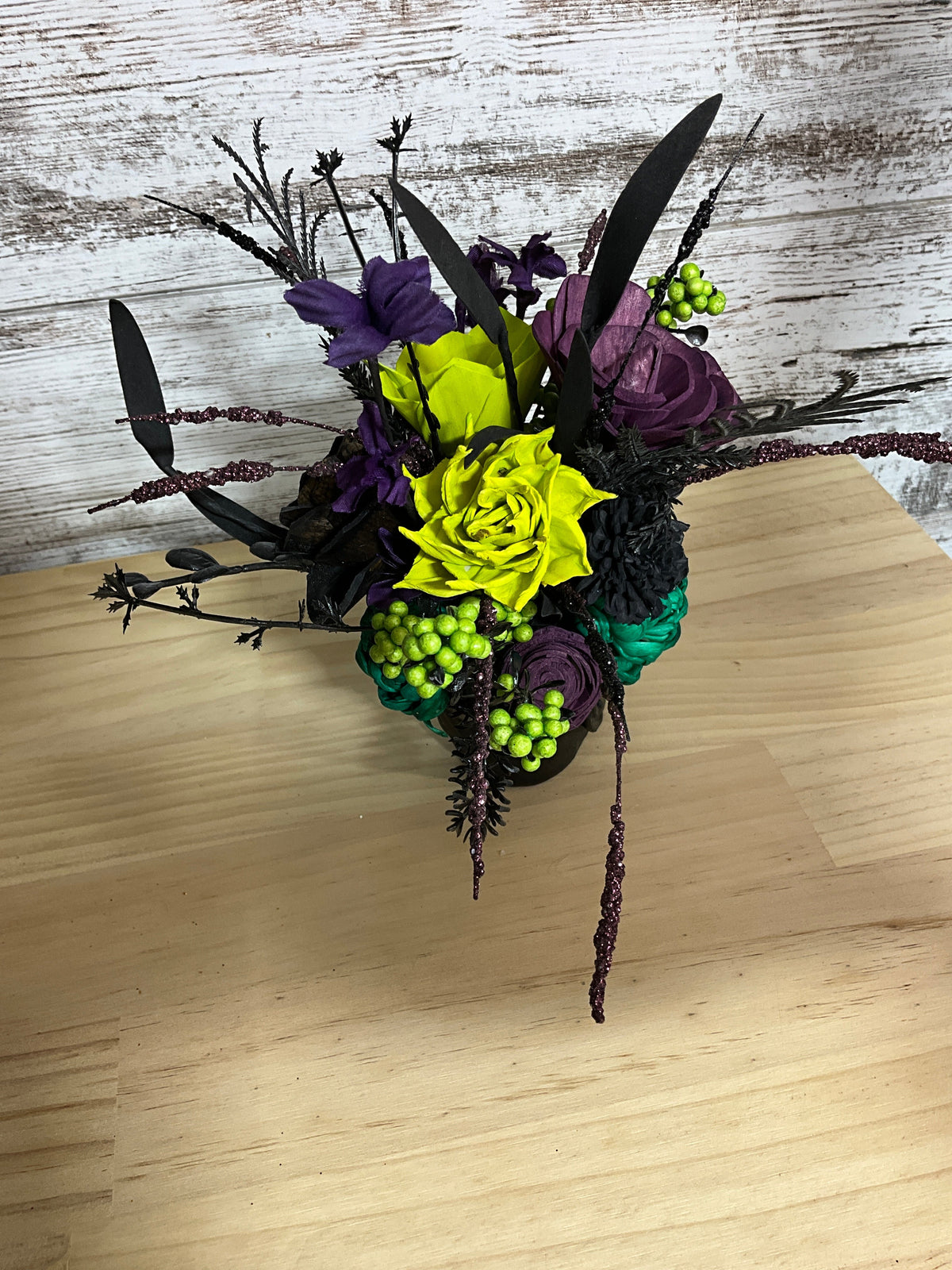 Wicked Bloom | Purple & Lime Sola Wood Flower Arrangement