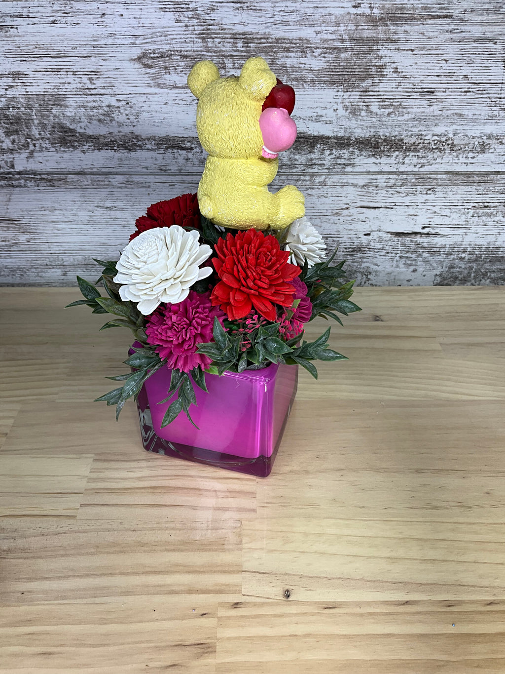 Love Bear Sola Wood Flower Arrangement