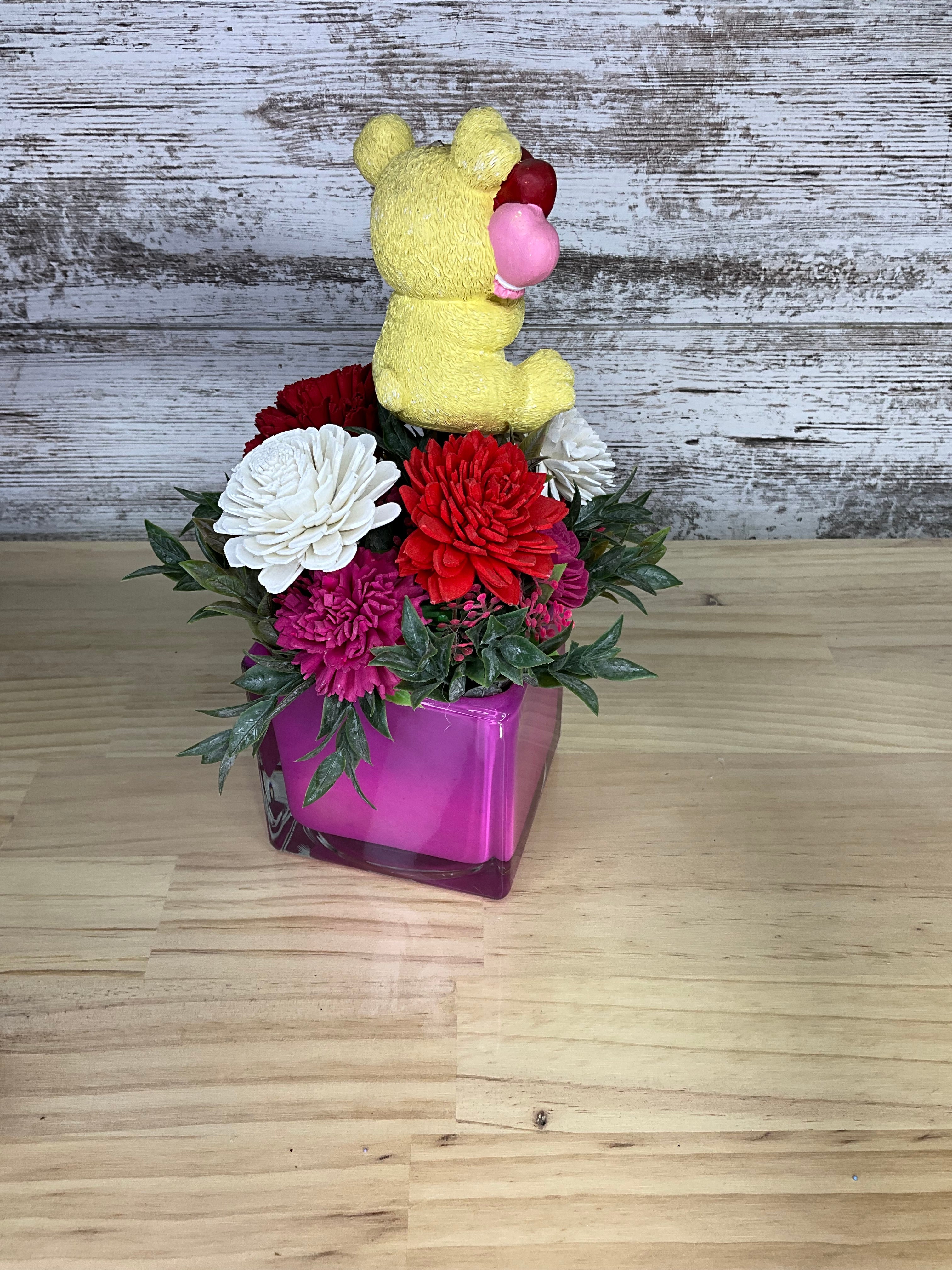 Love Bear Sola Wood Flower Arrangement
