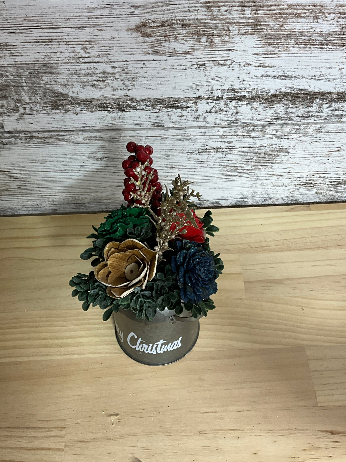 Rustic Christmas Tidings | Sola Wood Flower Milk Can Arrangement