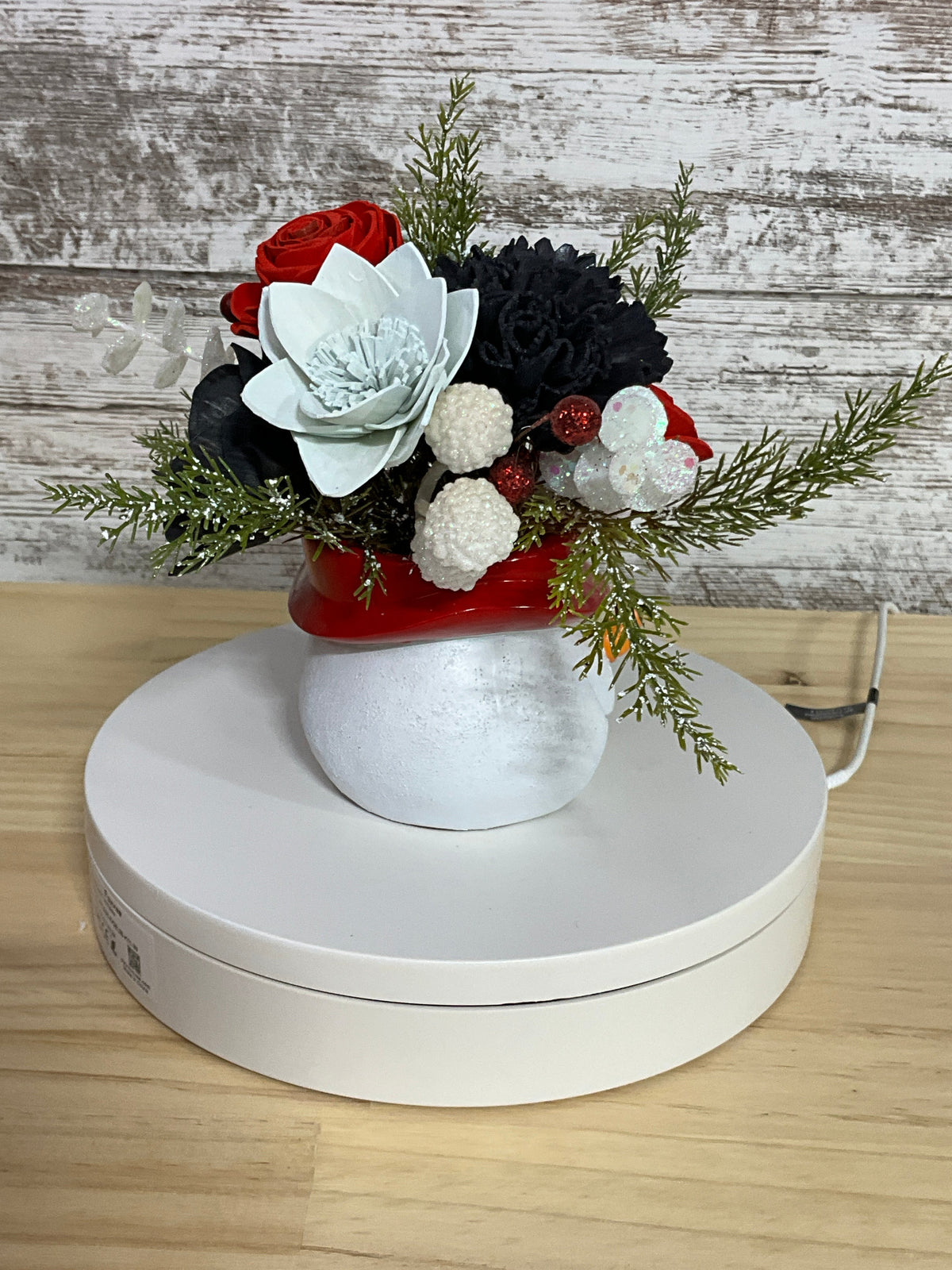 Snowman Smiles Christmas Sola Wood Flower Arrangement