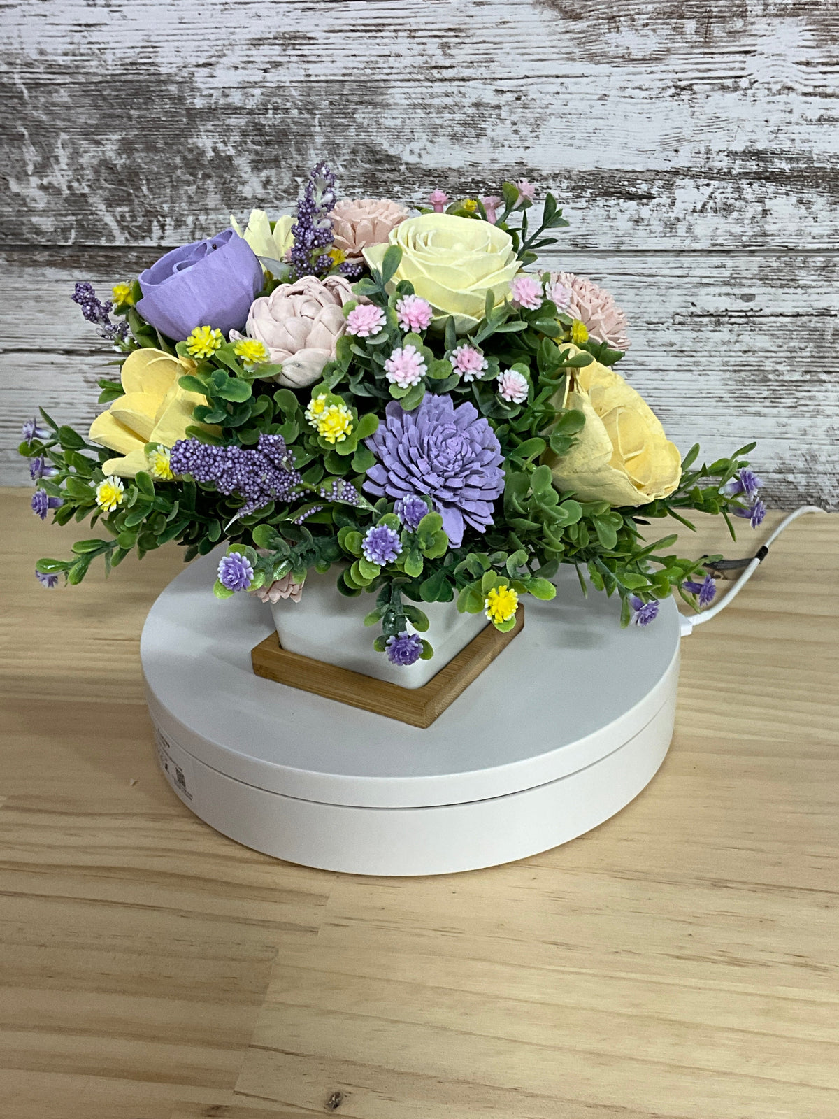 You Are My Sunshine – Highland Cow Sola Wood Flower Arrangement