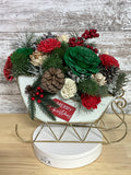 Christmas Cheer Sleigh Sola Wood Flower Arrangement