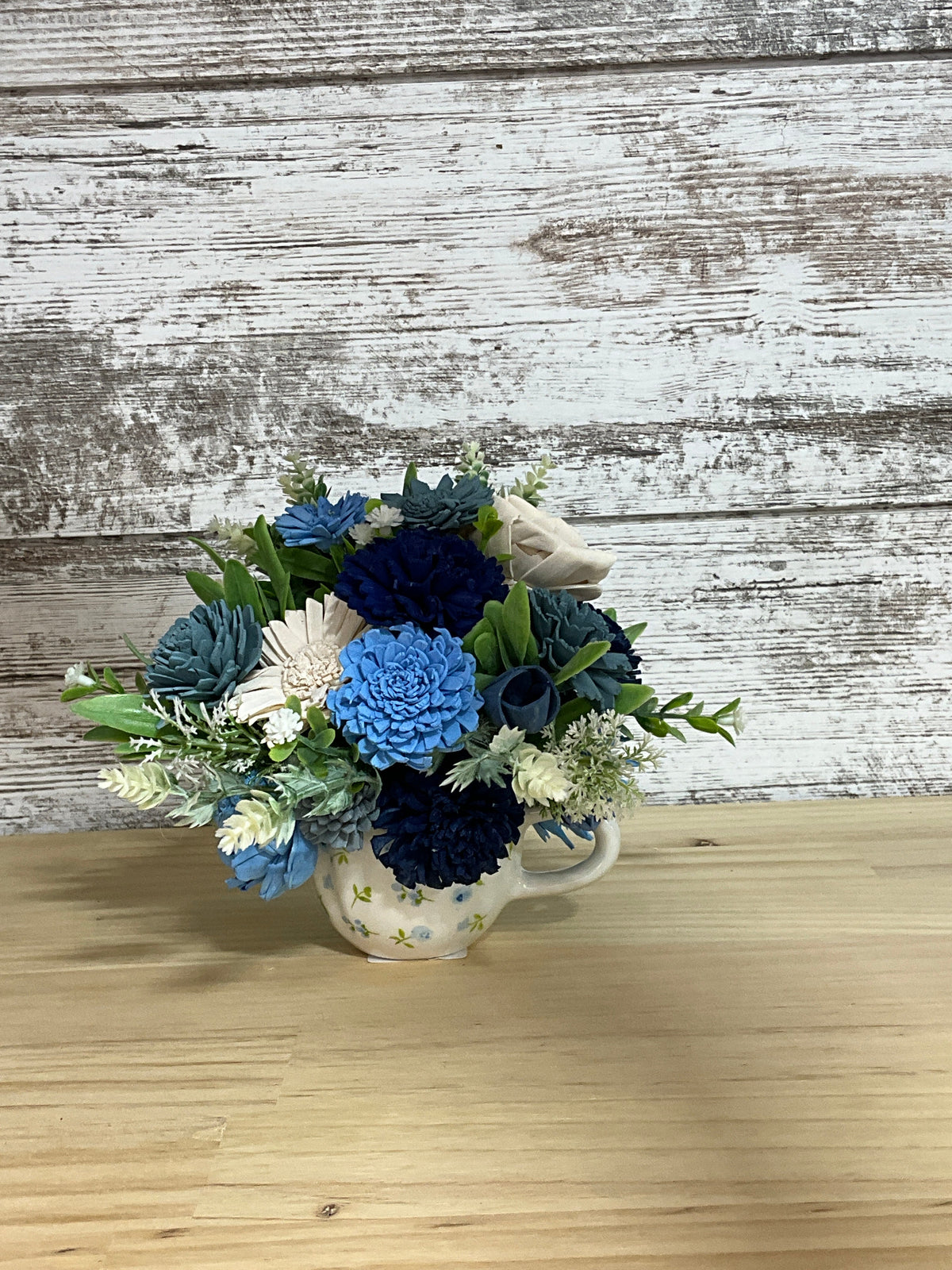Blue Haven | Sola Wood Flower Mug Arrangement