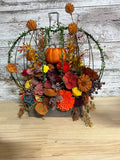 Harvest in the Round | Pumpkin Sola Wood Flower Centerpiece