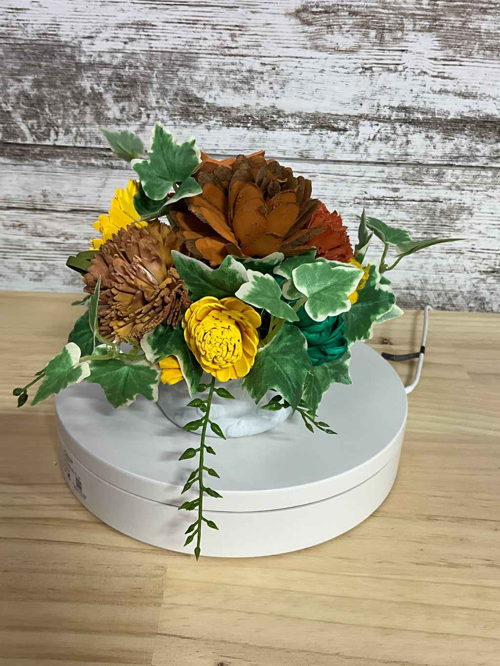 Golden Harvest & Ivy – Fall Sola Wood Flower Arrangement