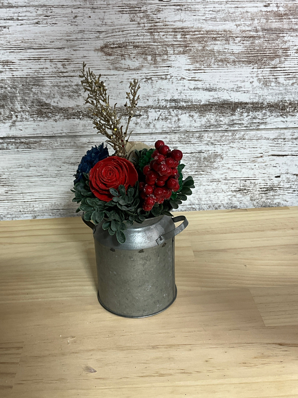 Rustic Christmas Tidings | Sola Wood Flower Milk Can Arrangement