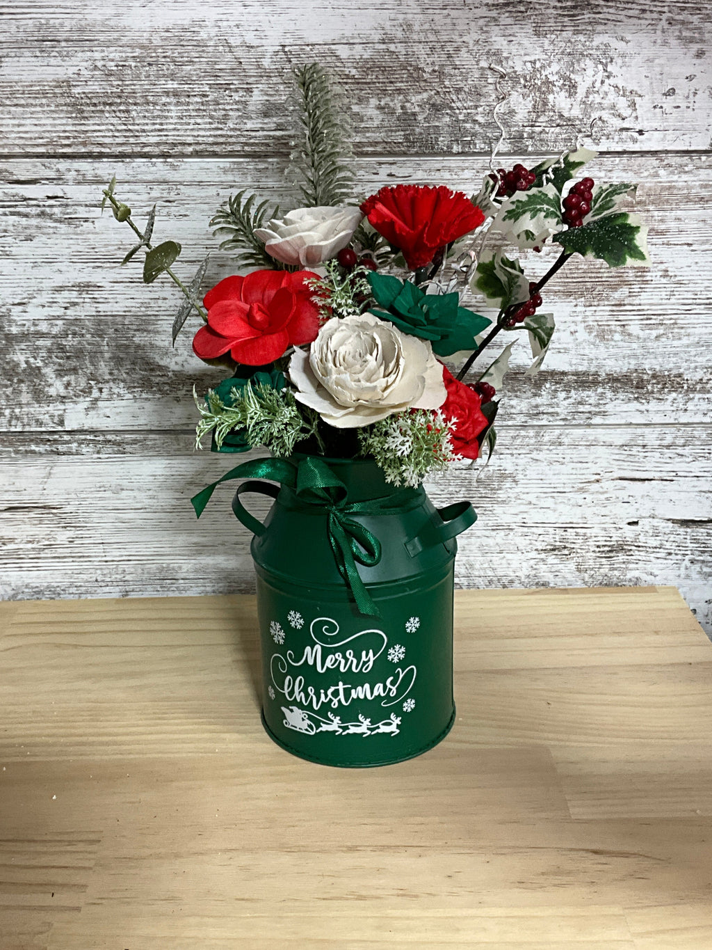 Milk Can Christmas Cheer | Sola Wood Flower Arrangement