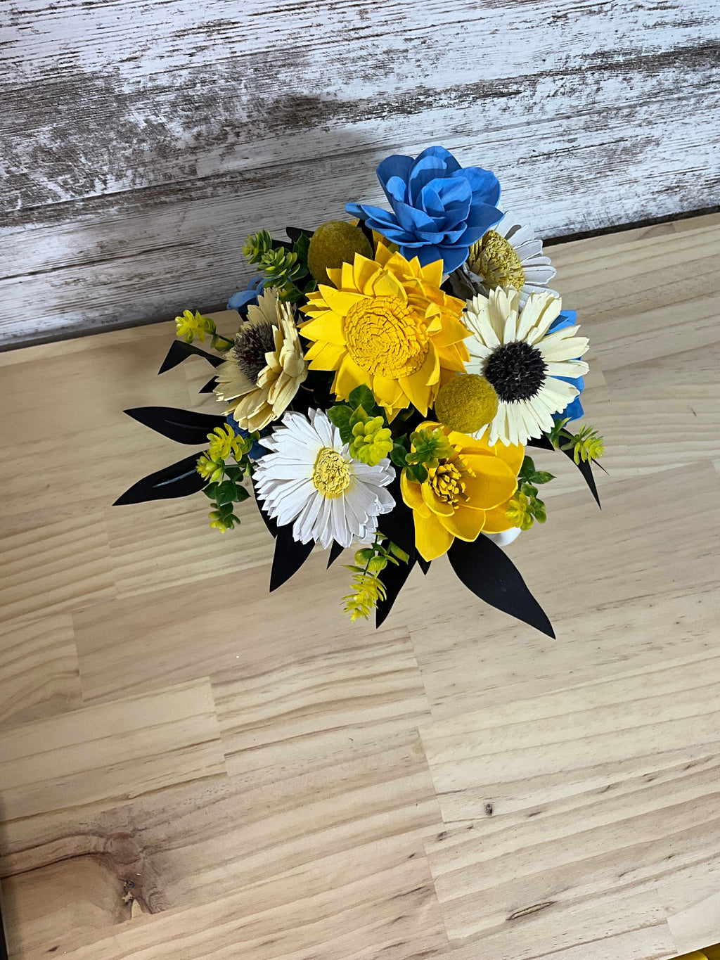 Bee Blessed | Yellow & Blue Sola Wood Flower Arrangement