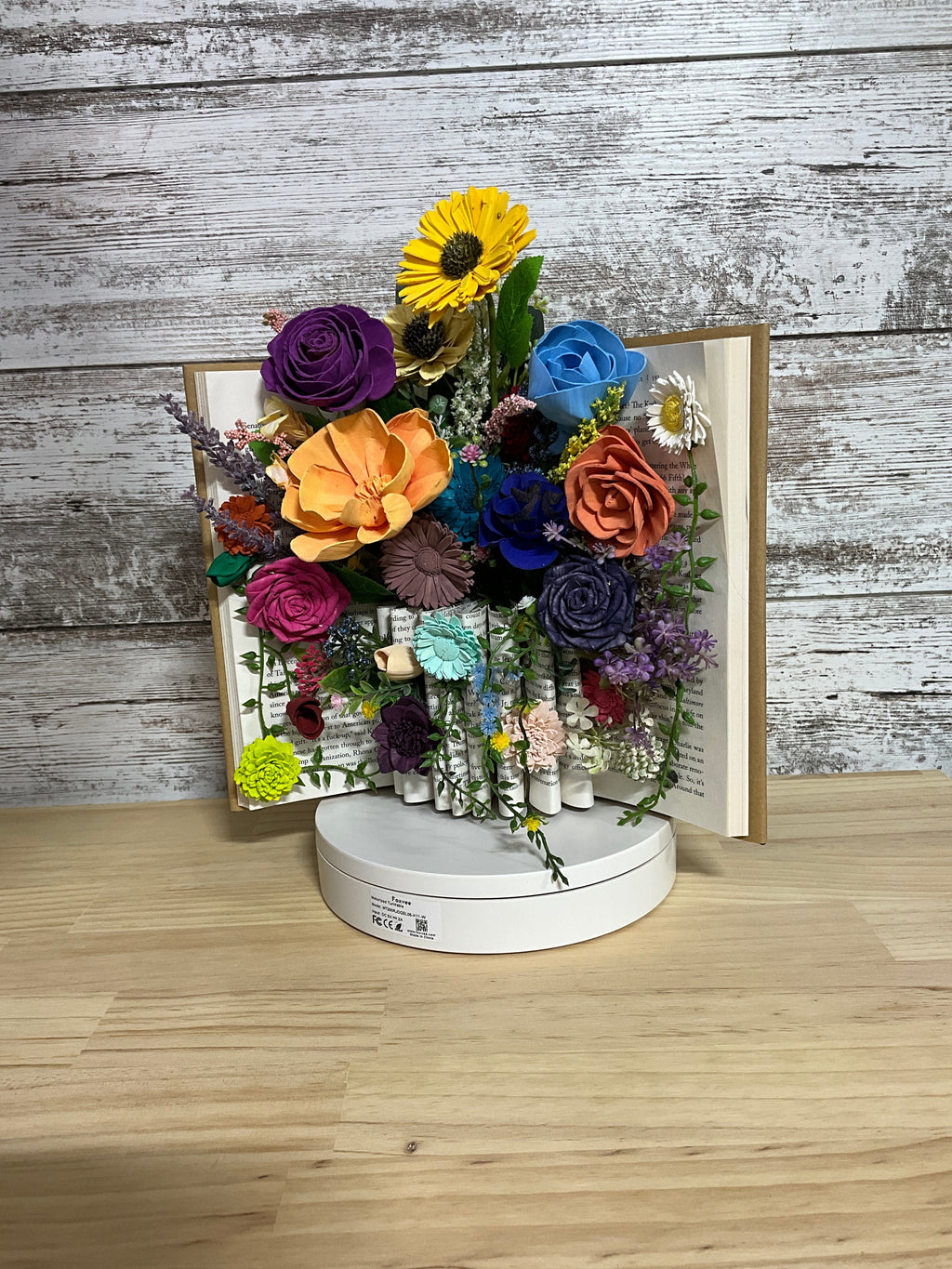 Petals & Prose Sola Wood Flower Book Vase Arrangement