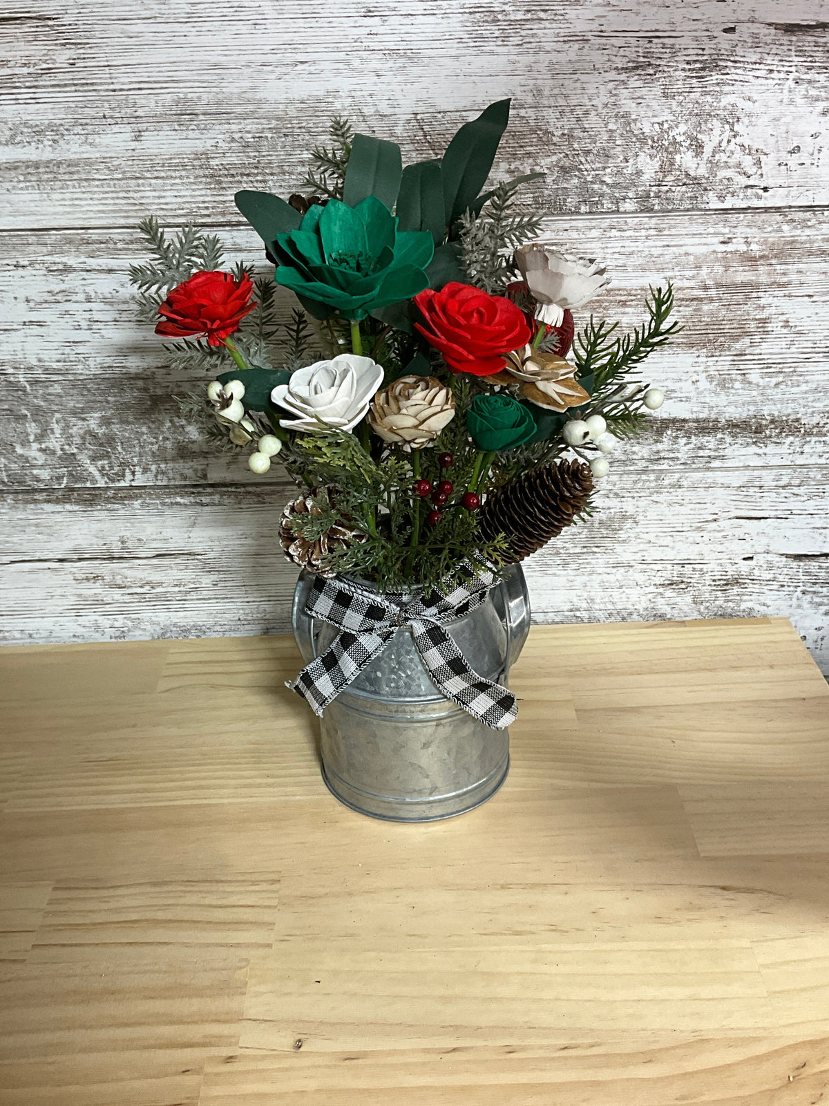 Country Christmas Gathering | Sola Wood Flower Milk Can Arrangement