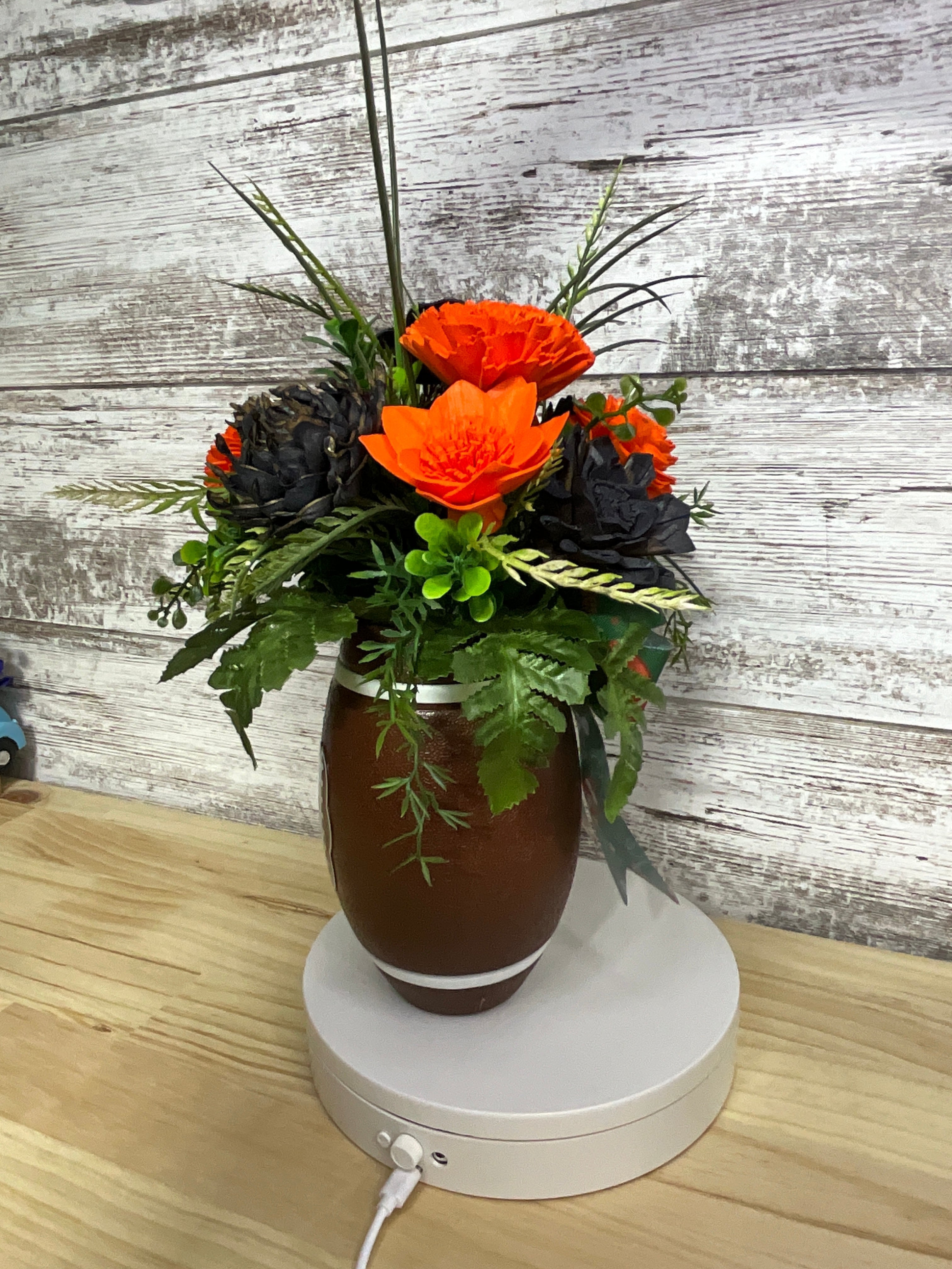 Game Day Sola Wood Flower Arrangement in Football Vase