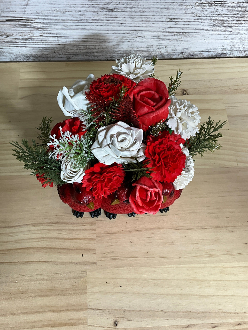 Cardinal Christmas | Red & White Sola Wood Flower Arrangement