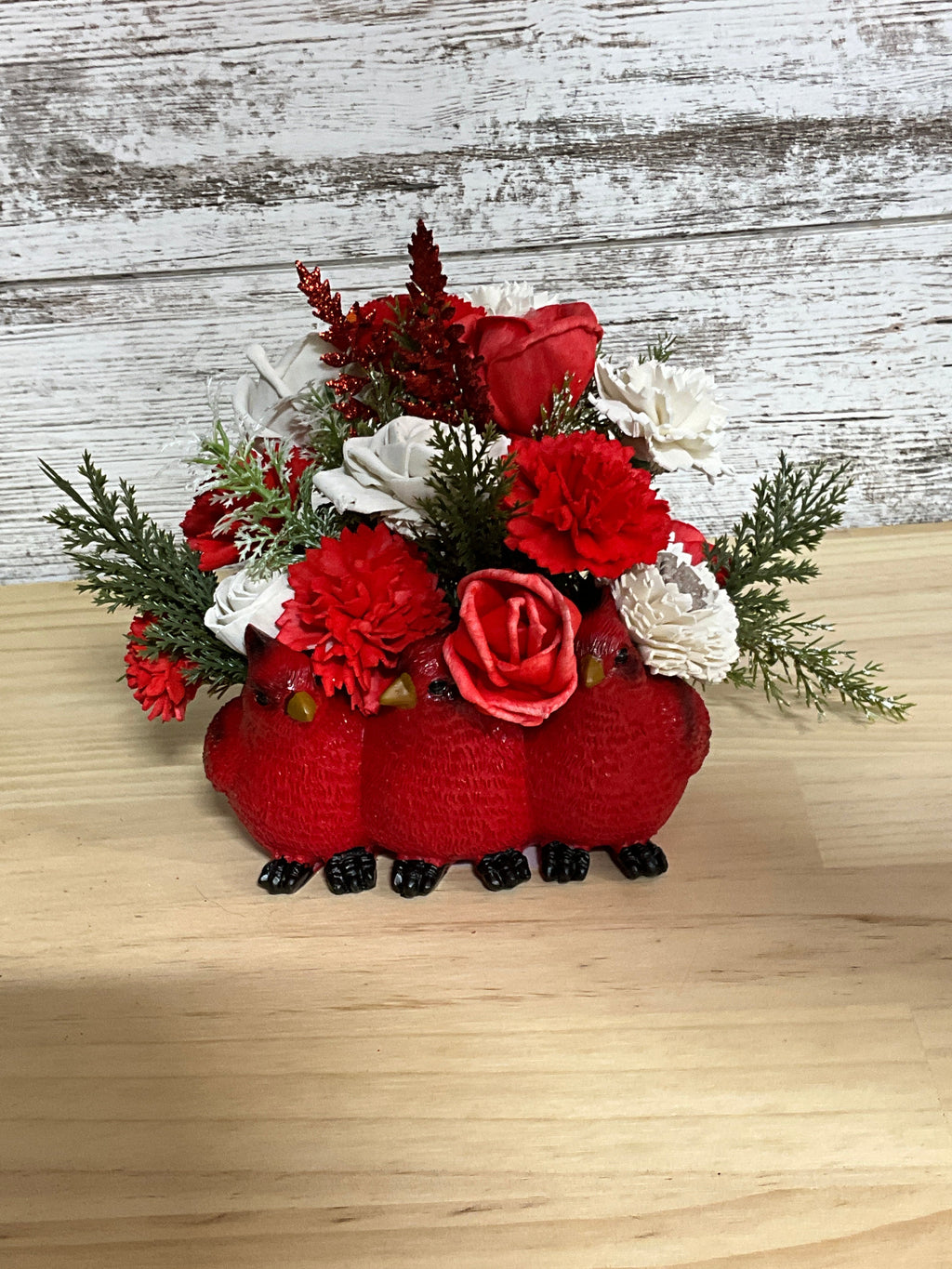 Cardinal Christmas | Red & White Sola Wood Flower Arrangement