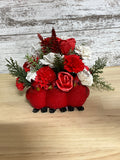 Cardinal Christmas | Red & White Sola Wood Flower Arrangement
