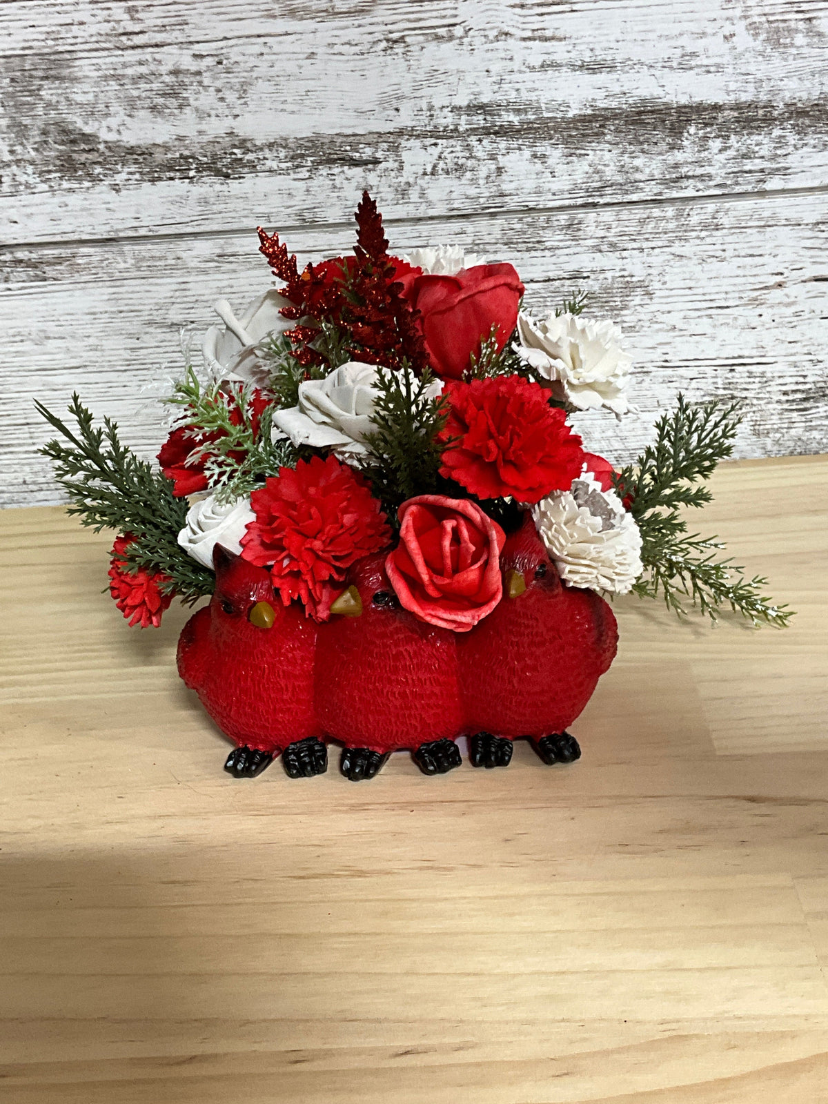 Cardinal Christmas | Red & White Sola Wood Flower Arrangement