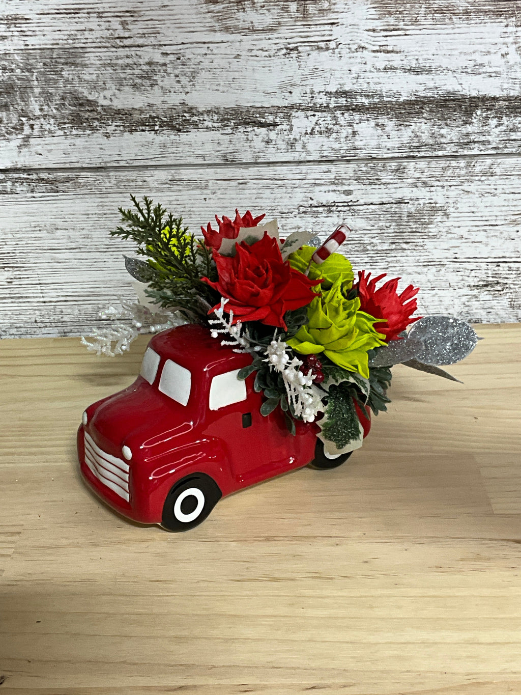 Peppermint Express | Christmas Sola Wood Flower Truck Arrangement