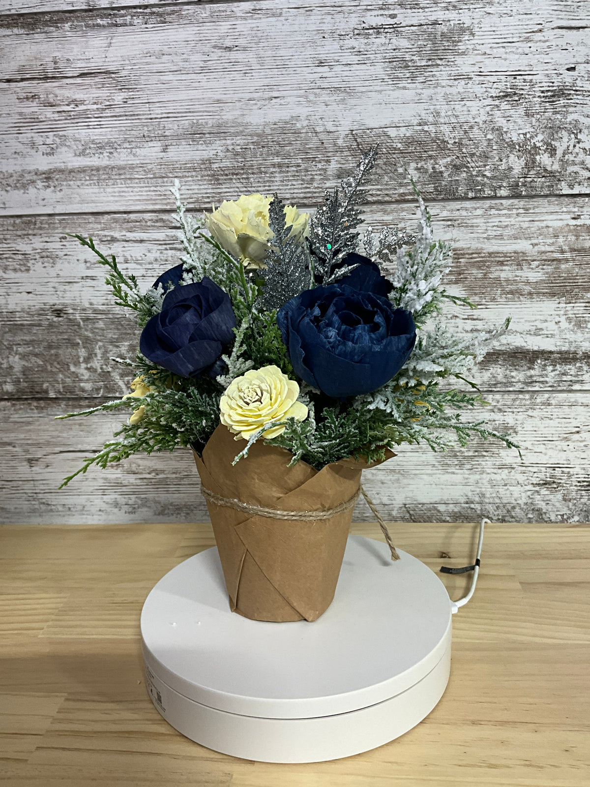 Midnight Frost Winter Sola Wood Flower Arrangement
