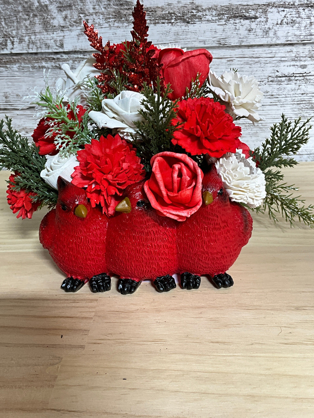 Cardinal Christmas | Red & White Sola Wood Flower Arrangement