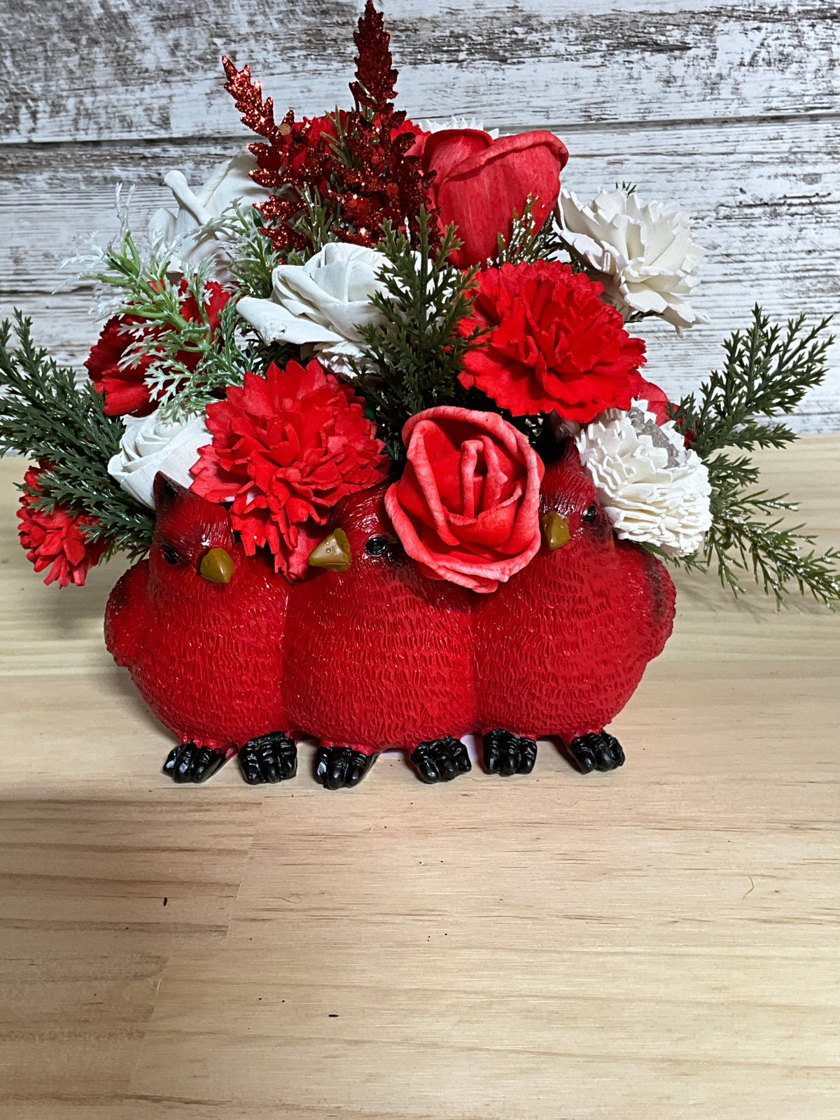 Cardinal Christmas | Red & White Sola Wood Flower Arrangement