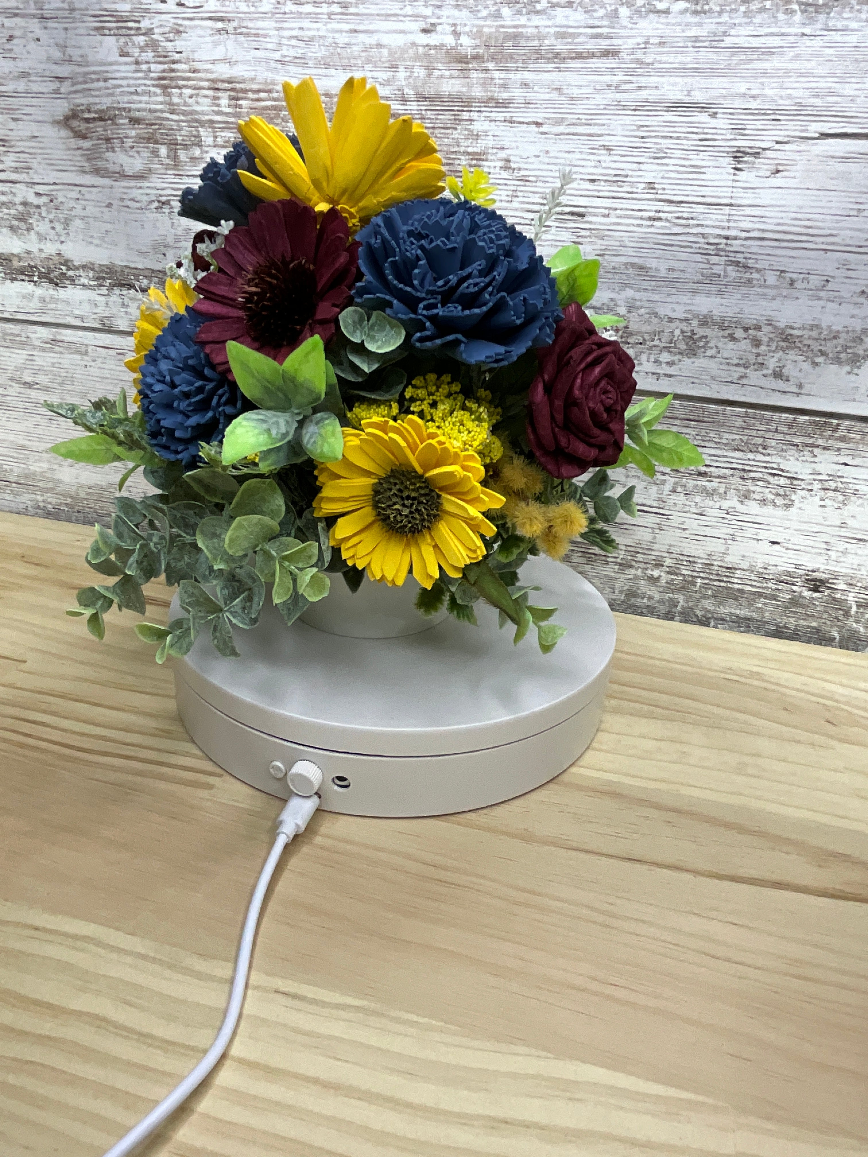 Happy Harvest Highland Cow Sola Wood Flower Arrangement