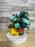 Rainy Day Cheer – Highland Cow Sola Wood Flower Arrangement