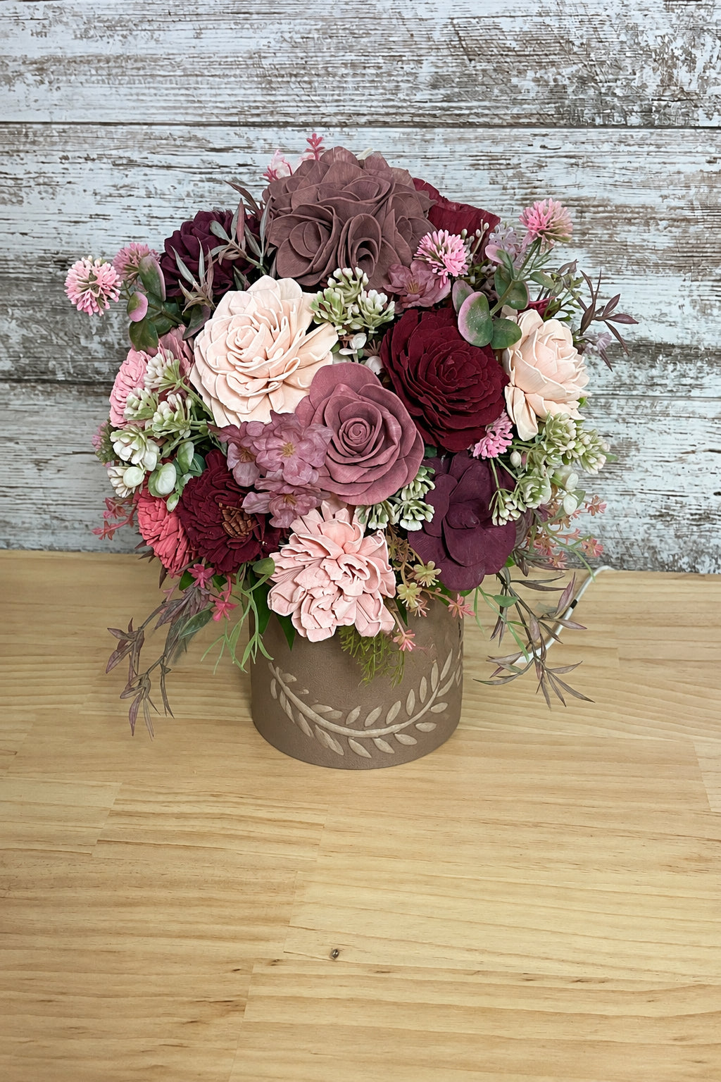 Burgundy Blush Romance – Sola Wood Flower Arrangement