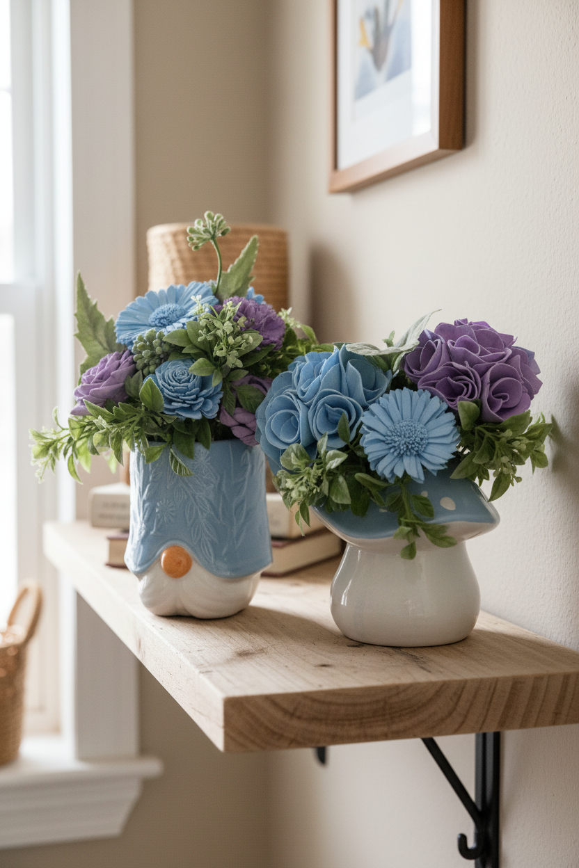 Feeling Blue Gnome Duo | Sola Wood Flower Arrangement