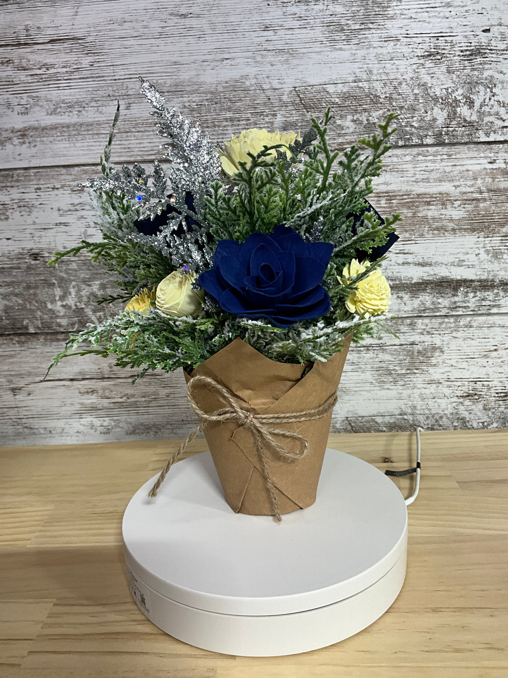 Midnight Frost Winter Sola Wood Flower Arrangement