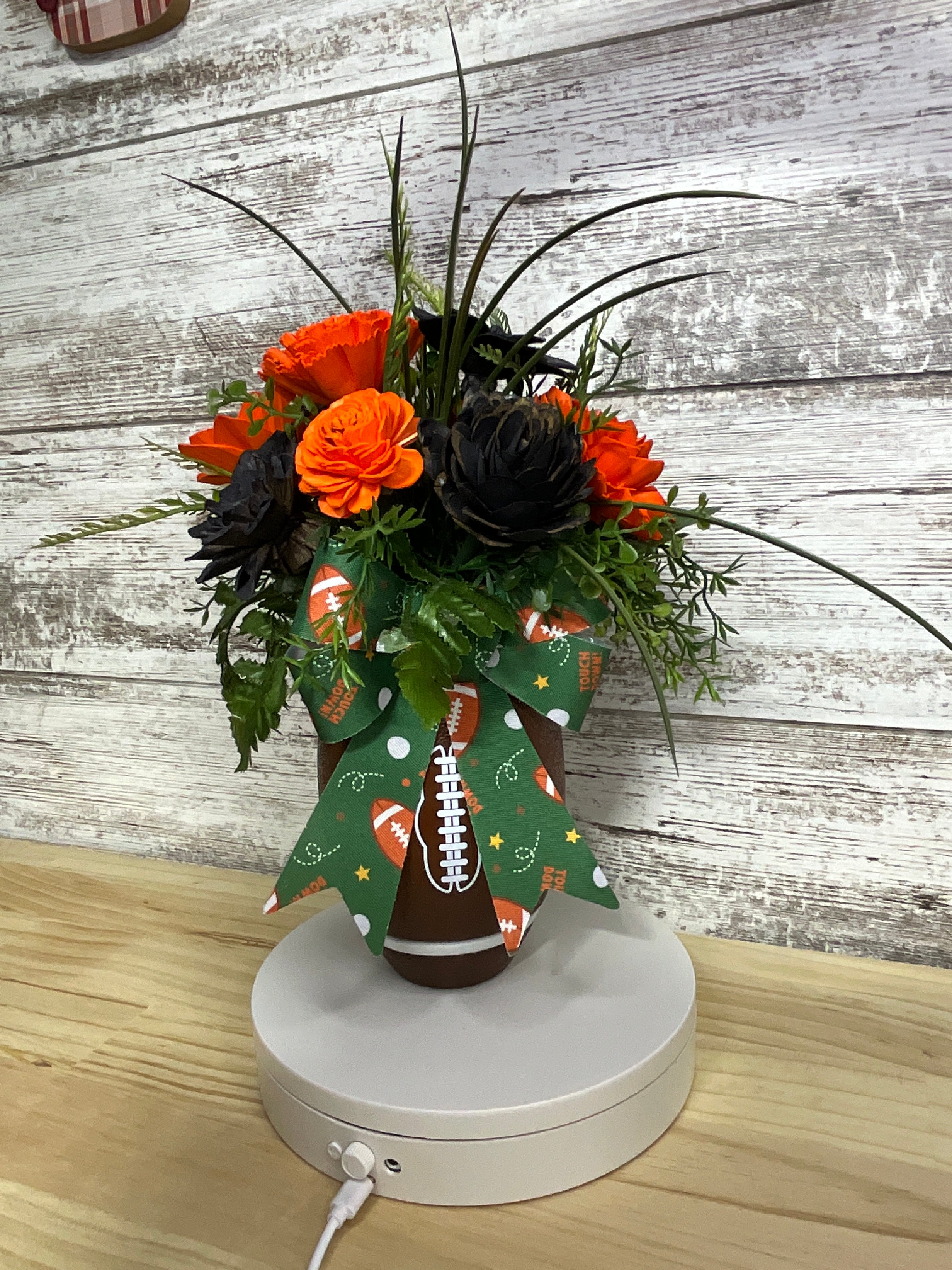 Game Day Sola Wood Flower Arrangement in Football Vase