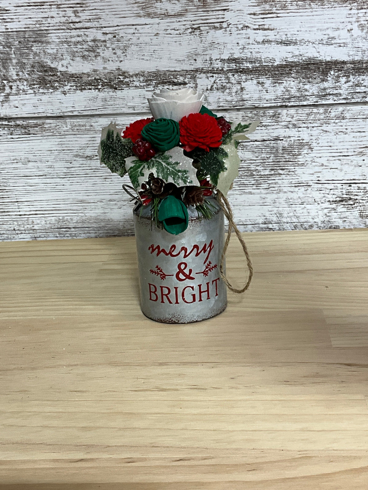 Merry & Bright | Christmas Sola Wood Flower Arrangement