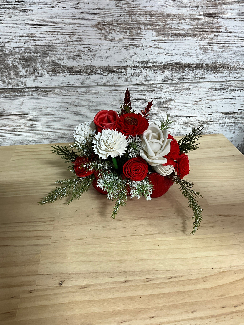 Cardinal Christmas | Red & White Sola Wood Flower Arrangement