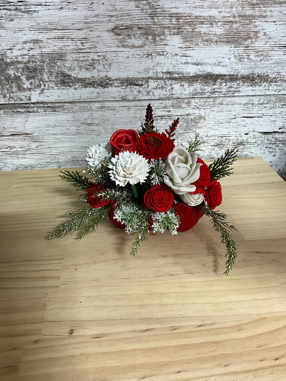 Cardinal Christmas | Red & White Sola Wood Flower Arrangement