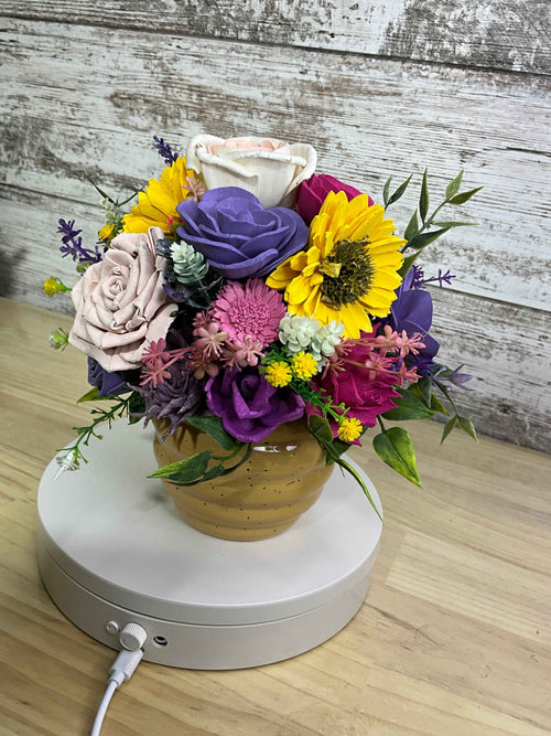 Bright Blooms Beehive Sola Wood Flower Arrangement