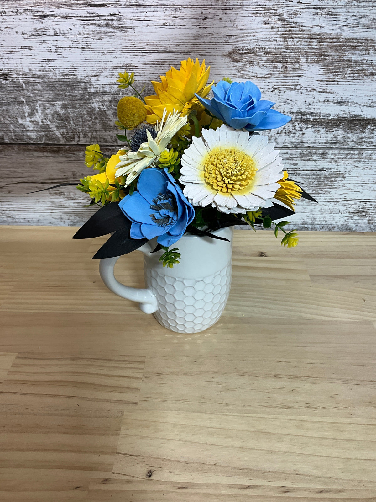 Bee Blessed | Yellow & Blue Sola Wood Flower Arrangement