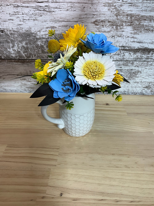 Bee Blessed | Yellow & Blue Sola Wood Flower Arrangement