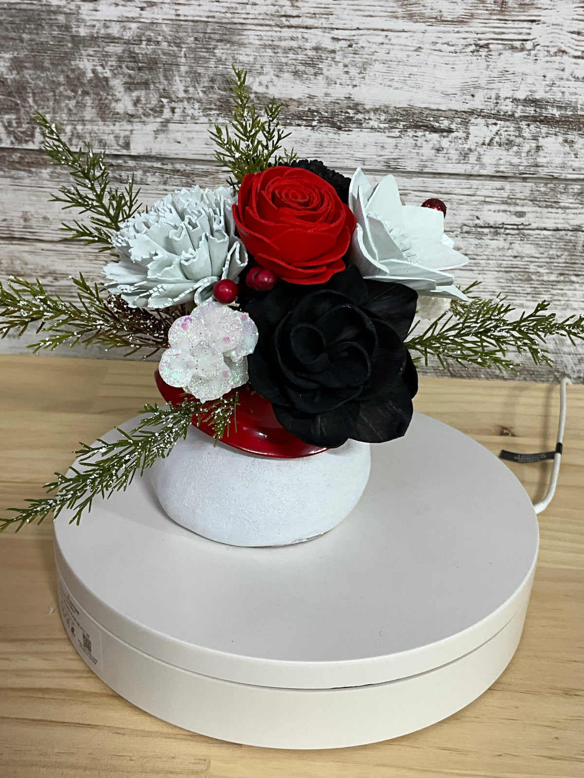 Snowman Smiles Christmas Sola Wood Flower Arrangement