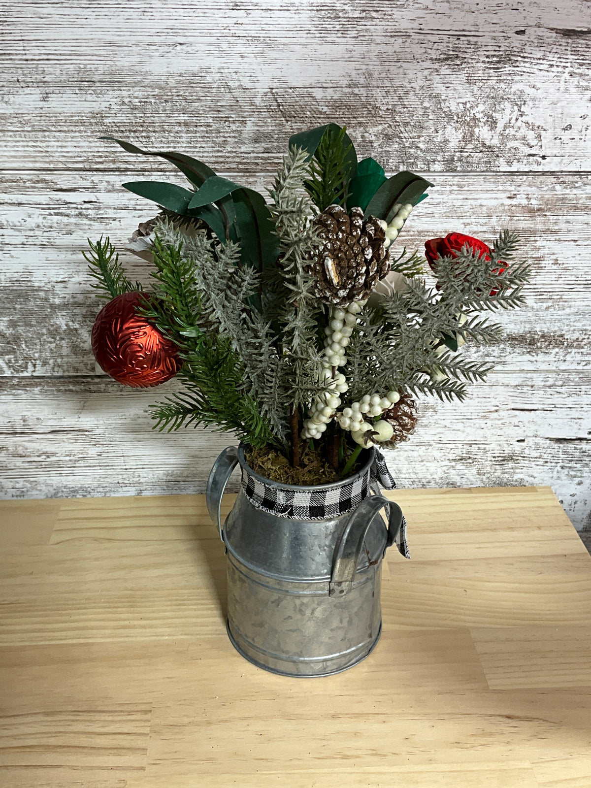 Country Christmas Gathering | Sola Wood Flower Milk Can Arrangement