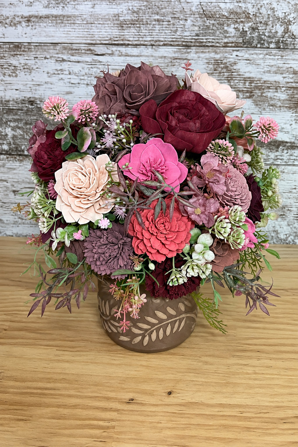 Burgundy Blush Romance – Sola Wood Flower Arrangement