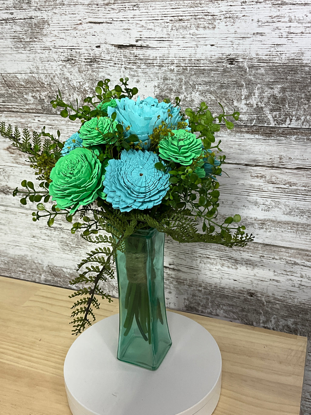Spring Meadow — Mint & Sky Blue Sola Wood Flower Arrangement