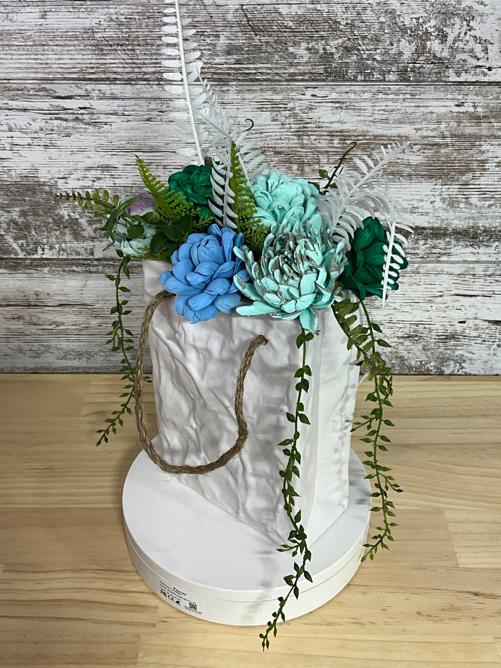 Seafoam Wishes Sola Wood Flower Gift Bag Arrangement