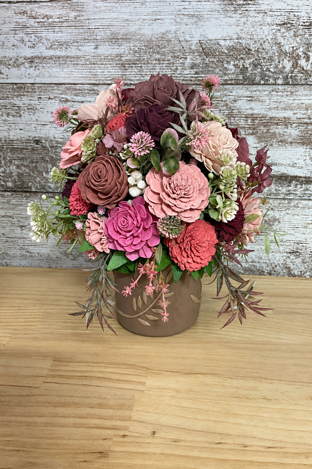 Burgundy Blush Romance – Sola Wood Flower Arrangement