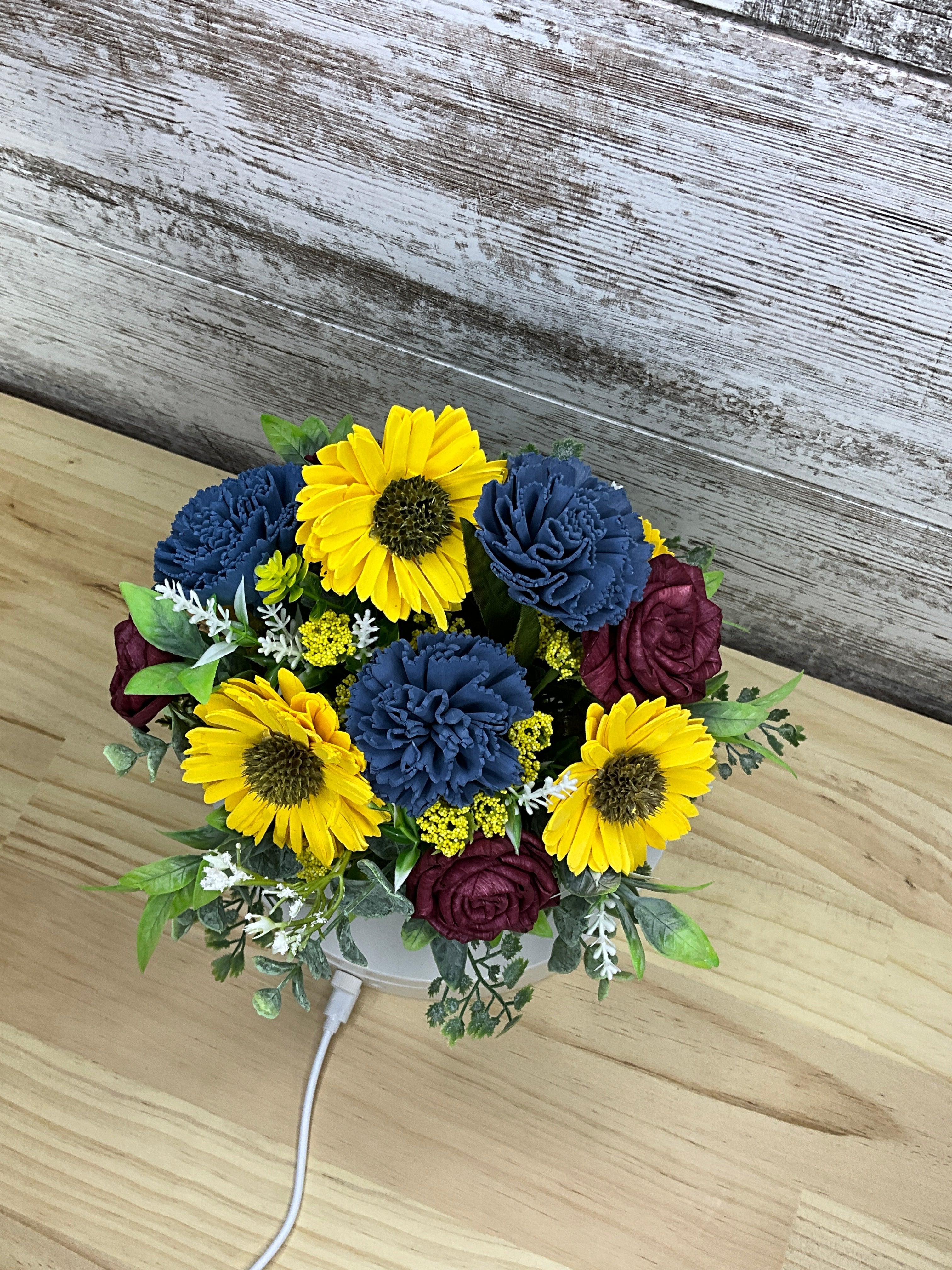 Happy Harvest Highland Cow Sola Wood Flower Arrangement