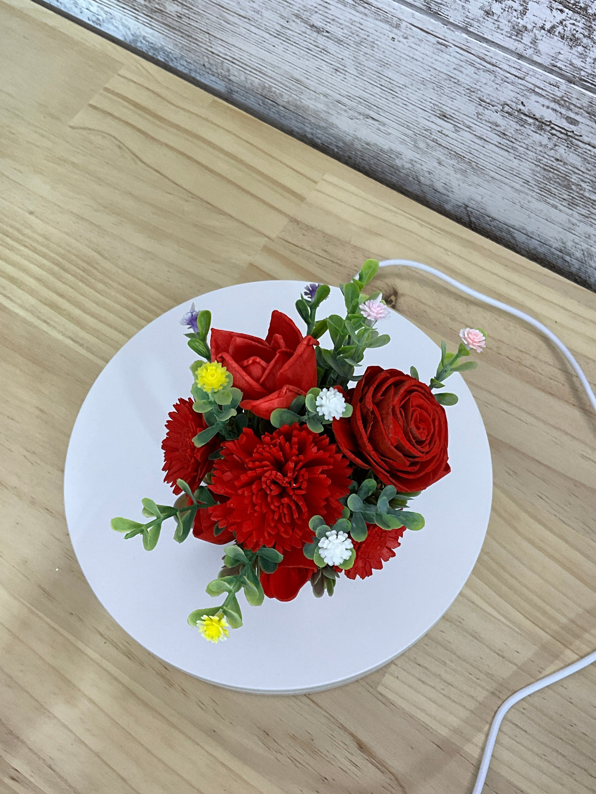 Highland Sweetheart | Red Sola Wood Flower Arrangement