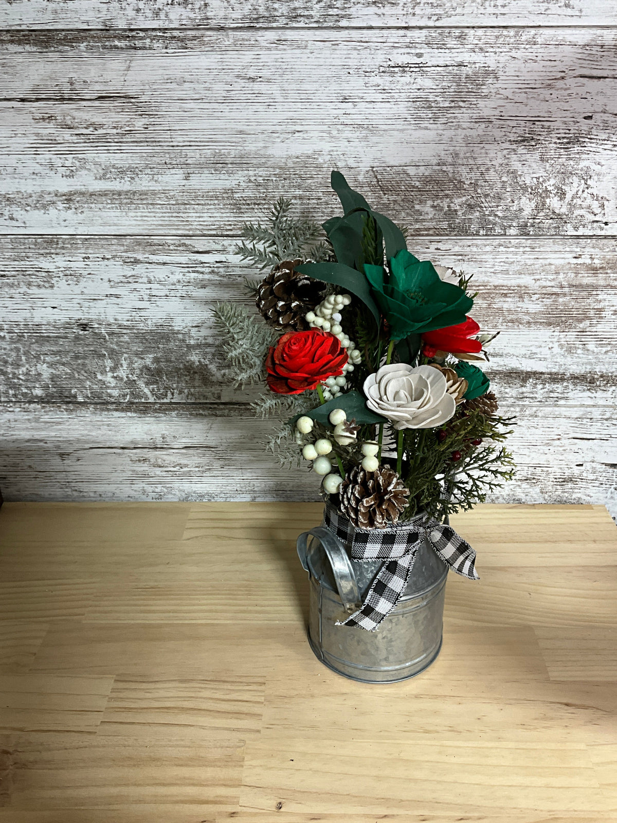 Country Christmas Gathering | Sola Wood Flower Milk Can Arrangement