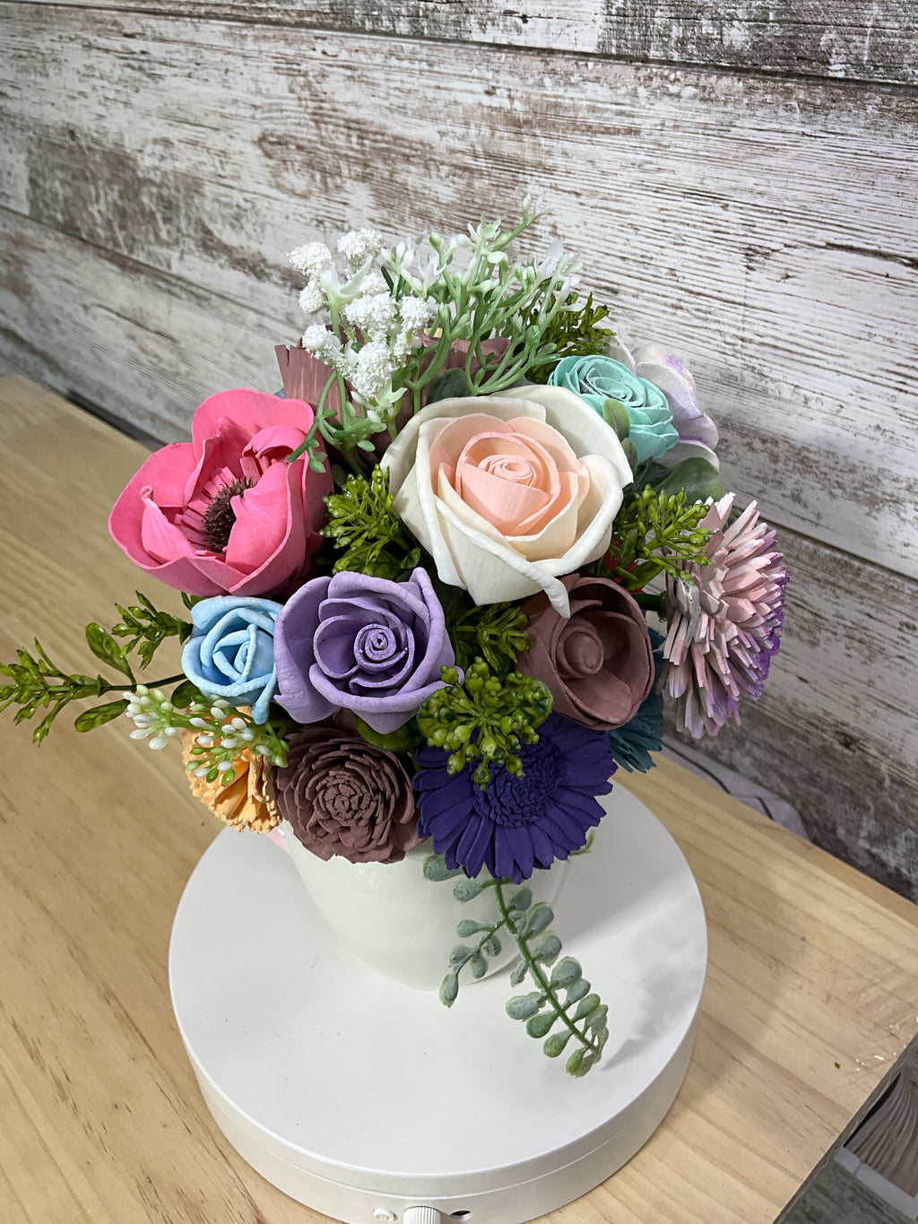 Mama Mug Sola Wood Flower Arrangement | Handcrafted Gift for Mom