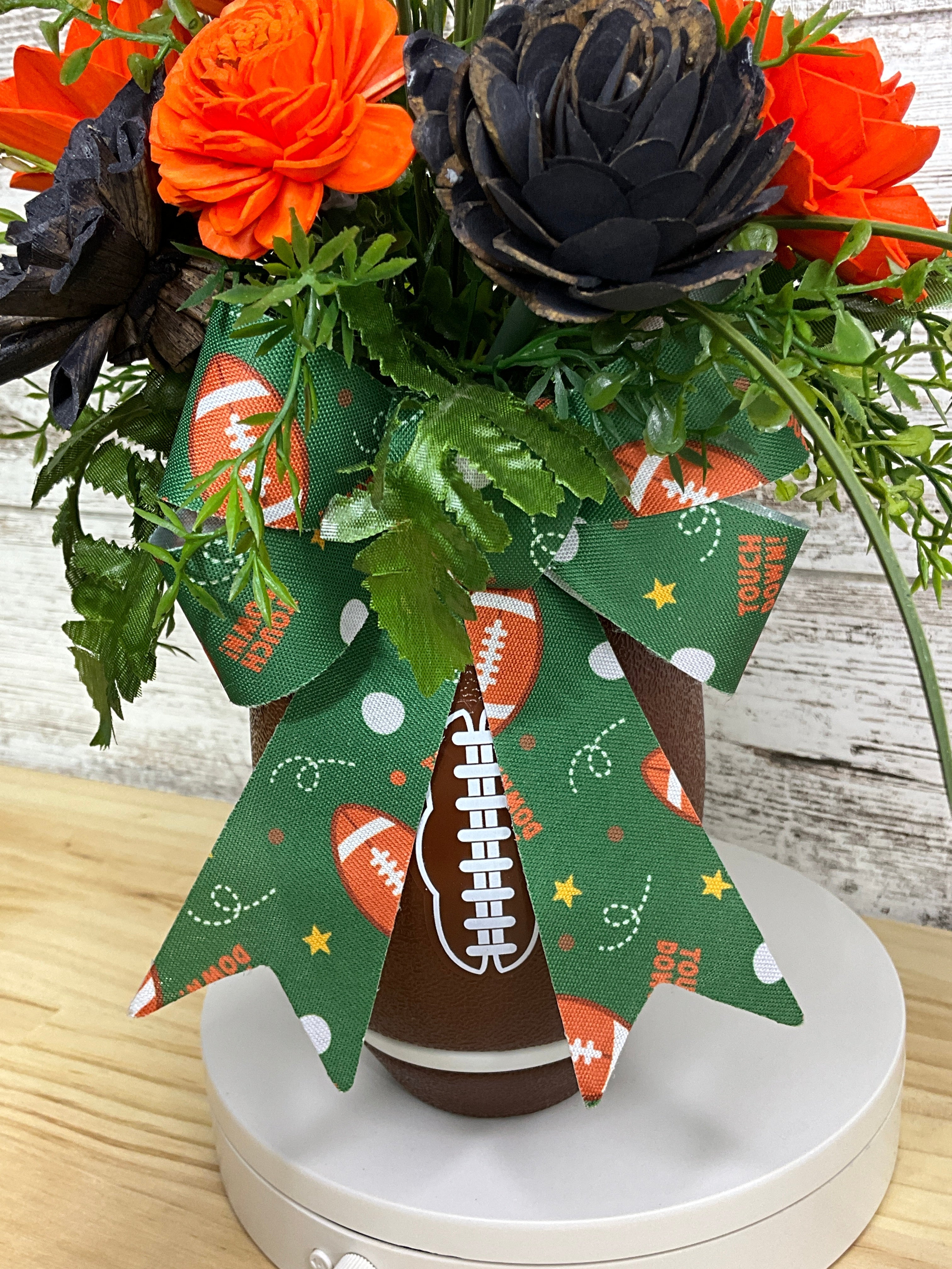 Game Day Sola Wood Flower Arrangement in Football Vase