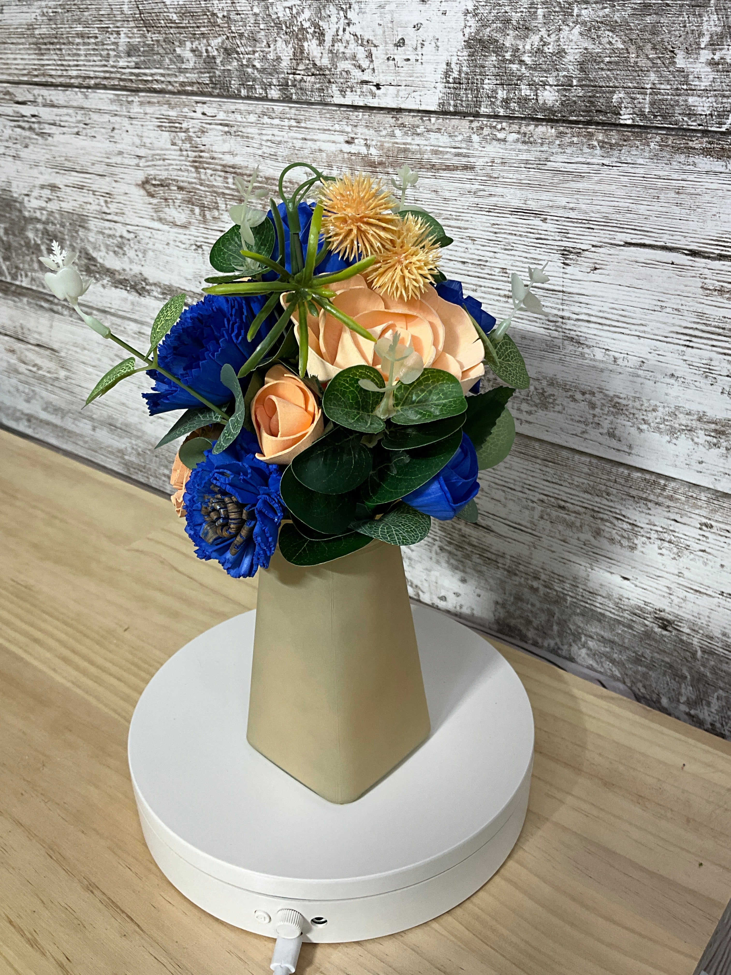 Royal Blue & Peach Sola Wood Flower Arrangement